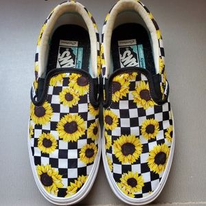 Vans Sunflower Custom Slip On Shoes